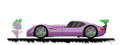 Size: 2652x988 | Tagged: safe, artist:oinktweetstudios, spike, dragon, car, dragon motor cars, dragon roadster, pointy ponies, simple background, solo, supercar, white background