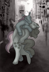 Size: 750x1094 | Tagged: safe, artist:systemcat, salty (g1), seashell (g1), pony, g1, artrage, photoshop, times square