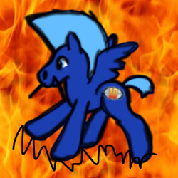 Size: 1000x1000 | Tagged: safe, artist:sportifli, derpibooru import, oc, oc only, oc:sportifli, pegasus, pony, downvote bait, fire, joke oc, male, op wants attention