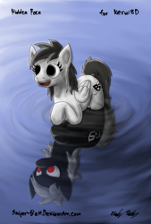 Size: 2751x4075 | Tagged: safe, artist:sniper-bait, derpibooru import, oc, oc only, oc:hidden face, duality, reflection, swimming, water