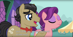 Size: 1920x975 | Tagged: safe, derpibooru import, screencap, filthy rich, spoiled rich, pony, where the apple lies, alternate name, close enough, discovery family logo, meme, spoiled milk, spoilthy, youtube caption
