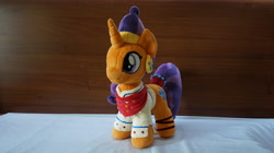 Size: 5456x3064 | Tagged: safe, artist:egalgay, derpibooru import, saffron masala, spice up your life, handmade, irl, my little pony, photo, plushie, solo, toy