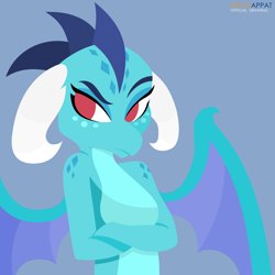 Size: 3200x3200 | Tagged: safe, artist:ballisticmcdelphia, derpibooru import, princess ember, dragon, crossed arms, cute, female, lineless, solo, tsundember, tsundere