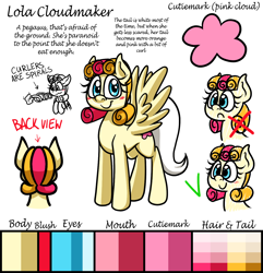 Size: 1300x1350 | Tagged: safe, artist:alittleofsomething, oc, oc only, oc:lola cloudmaker, pegasus, pony, ask-lola-cloudmaker, blushing, reference sheet, smiling, solo