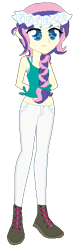 Size: 177x562 | Tagged: safe, artist:weaselbeez, derpibooru import, oc, oc only, equestria girls, arm behind back, braided ponytail, floral head wreath, flower, magical lesbian spawn, next generation, offspring, parent:fluttershy, parent:rarity, parents:flarity, solo