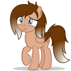 Size: 7000x7000 | Tagged: safe, artist:besttubahorse, oc, oc only, oc:cinnamon toast, original species, pegasus, 3:, absurd resolution, female, plush pony, raised hoof, sad, simple background, solo, teary eyes, transparent background, vector, wavy mouth