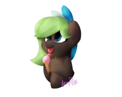 Size: 1500x1200 | Tagged: safe, artist:lyres-art, oc, oc only, oc:bright idea, cute, food, ice cream, licking, solo, tongue out