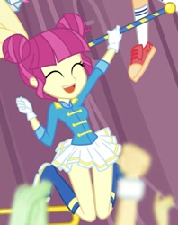 Size: 521x658 | Tagged: safe, majorette, equestria girls, friendship games, background human, baton, boots, clothes, cropped, cute, high heel boots, legs, pleated skirt, skirt, skirt lift