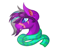 Size: 2177x1913 | Tagged: safe, artist:amazing-artsong, oc, oc only, oc:midnight auralipse, earth pony, pony, bust, clothes, female, mare, portrait, scarf, simple background, solo, transparent background