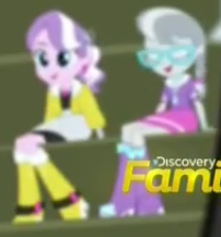 Size: 202x217 | Tagged: safe, screencap, diamond tiara, silver spoon, equestria girls, friendship games, blurry, boots, cropped, discovery family logo, high heel boots, picture for breezies, smiling