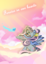 Size: 5000x6903 | Tagged: safe, artist:estories, derpibooru import, oc, oc only, oc:beebarb, absurd resolution, cloud, remembering beebarb, rest in peace, solo, tribute