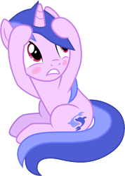 Size: 3001x4214 | Tagged: safe, artist:cloudyglow, sea swirl, seafoam, pony, unicorn, buckball season, .ai available, absurd resolution, blushing, cowering, female, looking back, mare, simple background, solo, transparent background, vector