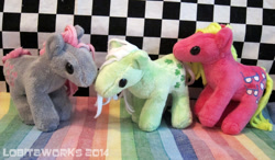 Size: 1000x583 | Tagged: safe, artist:growlylobita, minty (g1), shady, snuzzle, g1, irl, photo, plushie