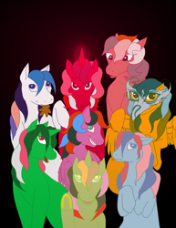 Size: 1608x2080 | Tagged: safe, artist:ayakemono, fizzy, galaxy (g1), gingerbread, masquerade (g1), sky rocket, speedy, sweet pop (g1), sweet stuff, whizzer, g1