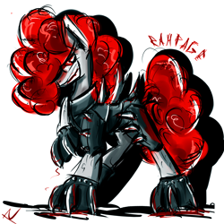 Size: 1024x1024 | Tagged: safe, artist:randomdash, derpibooru import, oc, oc only, oc:rampage, fallout equestria, fallout equestria: project horizons, armor, claws, edgy, red and black oc, spikes