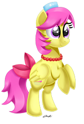 Size: 836x1230 | Tagged: safe, artist:iheartjapan789, oc, oc only, oc:feather glaze, pegasus, pony, female, hat, jewelry, mare, necklace, simple background, smiling, solo, transparent background