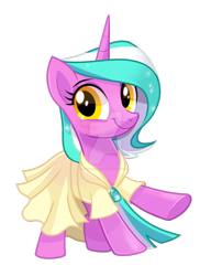 Size: 1024x1333 | Tagged: safe, artist:wicklesmack, derpibooru import, oc, oc only, oc:mane event, pony, unicorn, clothes, dress, female, mare, solo, watermark