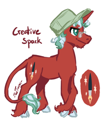 Size: 592x700 | Tagged: safe, artist:taritoons, derpibooru import, oc, oc only, oc:creative spark, classical unicorn, pony, unicorn, cloven hooves, leonine tail, solo, unshorn fetlocks