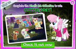 Size: 816x534 | Tagged: safe, apple bloom, big macintosh, granny smith, scootaloo, sweetie belle, earth pony, pony, clothes, crack is cheaper, cutie mark crusaders, dress, gameloft, glitter pony, jem, male, nightmare night, official, stallion