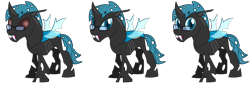 Size: 4500x1528 | Tagged: safe, artist:sketchmcreations, oc, oc only, oc:sketch mythos, changeling, absurd resolution, blue changeling, changeling oc, changelingified, glasses, simple background, species swap, transparent background, vector