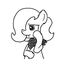 Size: 640x600 | Tagged: safe, artist:ficficponyfic, derpibooru import, oc, oc only, oc:emerald jewel, bandana, child, colt, colt quest, foal, frown, frustrated, hair over one eye, male, monochrome, rubbing, solo focus, story included