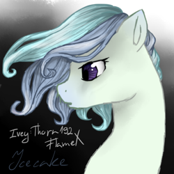 Size: 600x600 | Tagged: safe, artist:ivey:thorn192flamex, derpibooru import, oc, oc only, oc:icecake, pony, baker, blue, cute, female, indifferent, mare, mother, purple eyes, solo, thinking, white