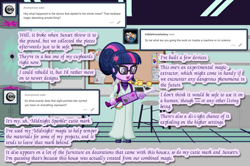 Size: 1280x848 | Tagged: safe, artist:cybersquirrel, sci-twi, twilight sparkle, equestria girls, ask, clothes, ghostbusters, lab coat, laboratory, proton pack, solo, tumblr