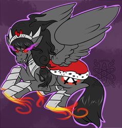 Size: 1100x1157 | Tagged: safe, artist:sapphirus, oc, oc only, pegasus, pony, armor, commission, male, offspring, parent:king sombra, red and black oc, solo, stallion