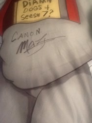 Size: 720x960 | Tagged: safe, derpibooru import, diamond dog, autograph, body pillow, canon, i believe in m.a. larson, m.a. larson, signature