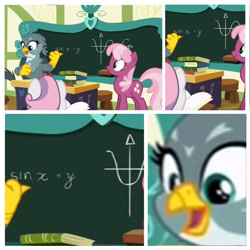 Size: 975x975 | Tagged: safe, edit, edited screencap, screencap, cheerilee, gabby, sweetie belle, earth pony, griffon, pony, unicorn, the fault in our cutie marks, math