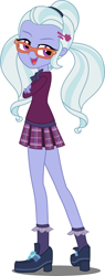 Size: 1072x2830 | Tagged: safe, artist:sunshi, derpibooru import, sugarcoat, equestria girls, clothes, crystal prep academy uniform, glasses, high heels, legs, miniskirt, pigtails, pleated skirt, school uniform, shoes, skirt, socks