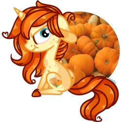 Size: 1300x1301 | Tagged: safe, artist:amberpone, oc, oc only, pony, unicorn, angry, art trade, cutie mark, digital art, female, food, mare, original character do not steal, paint tool sai, pumpkin, simple background, sitting, transparent background, unshorn fetlocks