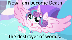 Size: 1920x1080 | Tagged: safe, derpibooru import, edit, edited screencap, screencap, princess flurry heart, the crystalling, bhagavad gita, image macro, meme, solo