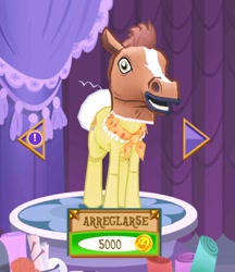 Size: 510x590 | Tagged: safe, screencap, granny smith, pony, game, gameloft, hoers, hoers mask, mask, nightmare night, solo