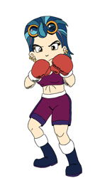 Size: 720x1280 | Tagged: safe, artist:mayorlight, artist:toyminator900, derpibooru import, indigo zap, equestria girls, friendship games, boxing, clothes, midriff, shorts, solo, sports bra