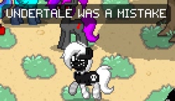 Size: 566x326 | Tagged: safe, derpibooru import, clothes, op is a cuck, op is trying to start shit, opinion, pony town, skull, socks, striped socks, undertale