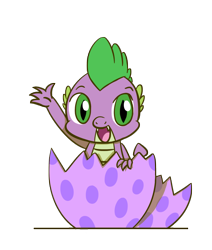 Size: 1280x1508 | Tagged: safe, artist:flutterluv, spike, dragon, cute, dragon egg, egg, fangs, looking at you, open mouth, simple background, slit eyes, smiling, solo, spike appreciation day, transparent background, waving