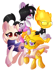 Size: 1400x1866 | Tagged: safe, artist:blazemizu, pony, alphys, crossover, grillby, mettaton, mettaton ex, ponified, simple background, toriel, transparent background, undertale