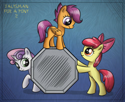 Size: 1100x900 | Tagged: safe, artist:sirzi, apple bloom, scootaloo, sweetie belle, earth pony, pegasus, pony, unicorn, comic:talisman for a pony, cover, cover art, cutie mark crusaders, jackie chan adventures, talisman