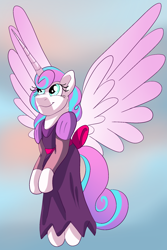 Size: 1200x1800 | Tagged: safe, artist:percy-mcmurphy, princess flurry heart, clothes, dress, older, solo, spread wings