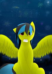 Size: 1250x1781 | Tagged: safe, artist:lukesaurusflavius, oc, oc only, oc:here after, pegasus, pony, 2017, mouth hold, solo, spread wings