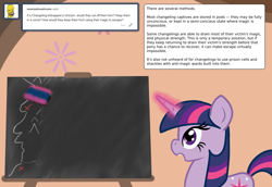 Size: 1280x882 | Tagged: safe, artist:cybersquirrel, twilight sparkle, pony, ask, chalkboard, creepy-twilight, solo, tumblr