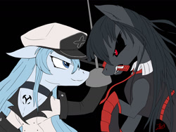 Size: 1280x960 | Tagged: safe, artist:zoarvek, derpibooru import, akame, akame ga kill!, esdeath, fencing, fight, newbie artist training grounds, ponified