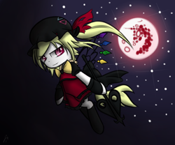 Size: 1800x1500 | Tagged: safe, artist:demoxyraphym-mslyce, derpibooru import, vampire, flandre scarlet, mare in the moon, moon, ponified, solo, touhou