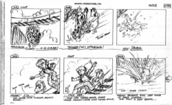 Size: 1008x612 | Tagged: safe, artist:wendell washer, applejack (g1), bow tie (g1), firefly, megan williams, twilight, g1, rescue at midnight castle, black and white, grayscale, monochrome, storyboard