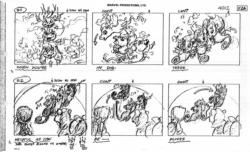 Size: 1008x612 | Tagged: safe, artist:wendell washer, applejack (g1), megan williams, sea pony, g1, rescue at midnight castle, black and white, grayscale, monochrome, storyboard