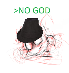 Size: 465x492 | Tagged: safe, derpibooru import, atheism, fedora, hat, shitposting, solo