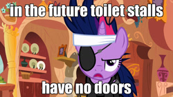 Size: 1280x720 | Tagged: safe, edit, edited screencap, screencap, twilight sparkle, pony, unicorn, it's about time, forced meme, future twilight, image macro, in the future, meme, solo