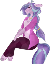 Size: 3417x4306 | Tagged: safe, artist:sarah-loves-christmas, oc, oc only, oc:succulent scent, anthro, crystal pony, unguligrade anthro, absurd resolution, anthro oc, clothes, female, jewelry, mare, simple background, solo, transparent background