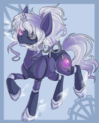 Size: 768x955 | Tagged: safe, artist:whiteliar, oc, oc only, pony, robot, robot pony, glowing eyes, solo, steamling, steampunk